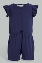 Load image into Gallery viewer, Redtag-White-Printed-And-Navy-Solid-Pack-Of-2-Jumpsuit-Jumpsuits-Infant-Girls-3 to 24 Months