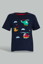 تنزيل الصورة على معرض الصور، Redtag-Navy-Tshirt-With-Helicopter-Patch-Embellished-Infant-Boys-3 to 24 Months