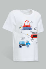 Load image into Gallery viewer, Redtag-White-Tshirt-With-Truck--Patch-Embellished-Infant-Boys-3 to 24 Months