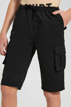 تنزيل الصورة على معرض الصور، Redtag-Black-Keyshape-Short-Chino-Shorts-Senior-Boys-9 to 14 Years