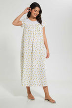 Load image into Gallery viewer, Redtag-Off-White-Floral-Printed-Nightgown-Nightgowns-Women's-