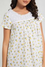 Load image into Gallery viewer, Redtag-Off-White-Floral-Printed-Nightgown-Nightgowns-Women's-
