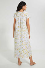 Load image into Gallery viewer, Redtag-Off-White-Floral-Printed-Nightgown-Nightgowns-Women's-