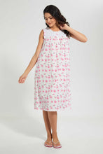Load image into Gallery viewer, Redtag-White-Floral-Printed-Nightgown-Nightgowns-Women's-
