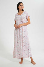 Load image into Gallery viewer, Redtag-Blue-Floral-Printed-Nightgown-Nightgowns-Women's-