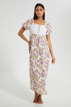 Load image into Gallery viewer, Redtag-White-Floral-Printed-Nightgown-Nightgowns-Women's-