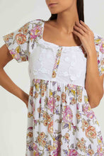 Load image into Gallery viewer, Redtag-White-Floral-Printed-Nightgown-Nightgowns-Women's-