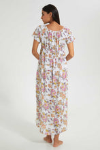 Load image into Gallery viewer, Redtag-White-Floral-Printed-Nightgown-Nightgowns-Women's-