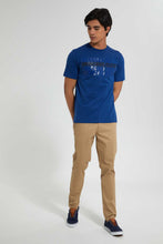 تنزيل الصورة على معرض الصور، Redtag-Blue-T-Shirt-With-Chest-Print-Graphic-Prints-Men's-