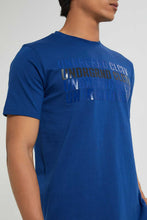 تنزيل الصورة على معرض الصور، Redtag-Blue-T-Shirt-With-Chest-Print-Graphic-Prints-Men's-