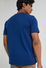 تنزيل الصورة على معرض الصور، Redtag-Blue-T-Shirt-With-Chest-Print-Graphic-Prints-Men's-