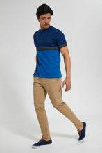 Load image into Gallery viewer, Redtag-Navy-And-Blue-Cut-&-Sew-T-Shirt-T-Shirts-Men's-