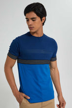 Load image into Gallery viewer, Redtag-Navy-And-Blue-Cut-&-Sew-T-Shirt-T-Shirts-Men's-