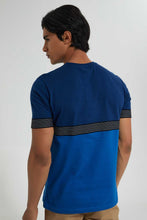 Load image into Gallery viewer, Redtag-Navy-And-Blue-Cut-&-Sew-T-Shirt-T-Shirts-Men's-