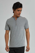 Load image into Gallery viewer, Redtag-Grey-Henley-T-Shirt-Plain-Men's-