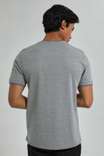 Load image into Gallery viewer, Redtag-Grey-Henley-T-Shirt-Plain-Men's-