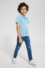Load image into Gallery viewer, Redtag-White-Check-Shirt-With-Print-Casual-Shirts-Boys-2 to 8 Years