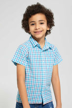 Load image into Gallery viewer, Redtag-White-Check-Shirt-With-Print-Casual-Shirts-Boys-2 to 8 Years