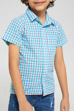 Load image into Gallery viewer, Redtag-White-Check-Shirt-With-Print-Casual-Shirts-Boys-2 to 8 Years