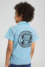Load image into Gallery viewer, Redtag-White-Check-Shirt-With-Print-Casual-Shirts-Boys-2 to 8 Years