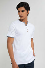 تنزيل الصورة على معرض الصور، Redtag-White-Henley-T-Shirt-Plain-Men's-