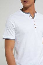 تنزيل الصورة على معرض الصور، Redtag-White-Henley-T-Shirt-Plain-Men's-
