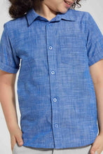 Load image into Gallery viewer, Redtag-Blue-Two-Tone-Short-Sleeve-Shirt-Casual-Shirts-Boys-2 to 8 Years