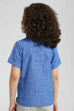 Load image into Gallery viewer, Redtag-Blue-Two-Tone-Short-Sleeve-Shirt-Casual-Shirts-Boys-2 to 8 Years