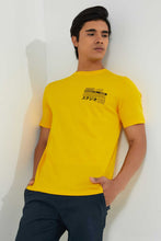 Load image into Gallery viewer, Redtag-Yellow-Graphic-Print-T-Shirt-@-Back-Graphic-Prints-Men's-