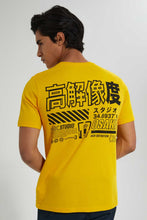 Load image into Gallery viewer, Redtag-Yellow-Graphic-Print-T-Shirt-@-Back-Graphic-Prints-Men's-