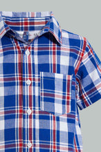 Load image into Gallery viewer, Redtag-Royal-Blue-Check-Shirt-Casual-Shirts-Boys-2 to 8 Years