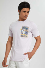 Load image into Gallery viewer, Redtag-Purple-Graphic-Print-T-Shirt-@-Back-Graphic-Prints-Men's-