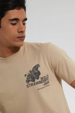 Load image into Gallery viewer, Redtag-Beige-Graphic-Print-T-Shirt-@-Back-Graphic-Prints-Men's-