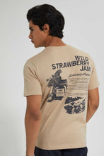 Load image into Gallery viewer, Redtag-Beige-Graphic-Print-T-Shirt-@-Back-Graphic-Prints-Men's-