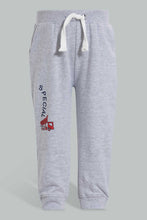 تنزيل الصورة على معرض الصور، Redtag-Grey-And-Navy-Car-Print-Track-(2-Pack)-Joggers-Infant-Boys-3 to 24 Months