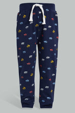 تنزيل الصورة على معرض الصور، Redtag-Grey-And-Navy-Car-Print-Track-(2-Pack)-Joggers-Infant-Boys-3 to 24 Months
