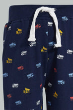 تنزيل الصورة على معرض الصور، Redtag-Grey-And-Navy-Car-Print-Track-(2-Pack)-Joggers-Infant-Boys-3 to 24 Months