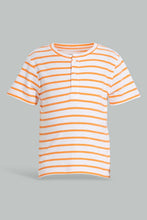 Load image into Gallery viewer, Redtag-Orange-Yd-Henley-T-Shirt-Striped-Infant-Boys-3 to 24 Months