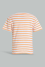 Load image into Gallery viewer, Redtag-Orange-Yd-Henley-T-Shirt-Striped-Infant-Boys-3 to 24 Months