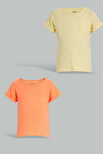 تنزيل الصورة على معرض الصور، Redtag-Yellow-And-Neon-Orange-T-Shirt(2-Pack)-Plain-Infant-Boys-3 to 24 Months