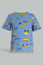 تنزيل الصورة على معرض الصور، Redtag-White-And-Navy-Truch-T-Shirt-(2-Pack)-All-Over-Prints-Infant-Boys-3 to 24 Months