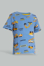 تنزيل الصورة على معرض الصور، Redtag-White-And-Navy-Truch-T-Shirt-(2-Pack)-All-Over-Prints-Infant-Boys-3 to 24 Months