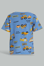 تنزيل الصورة على معرض الصور، Redtag-White-And-Navy-Truch-T-Shirt-(2-Pack)-All-Over-Prints-Infant-Boys-3 to 24 Months