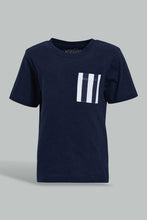 Load image into Gallery viewer, Redtag-Black-Slub-Tshirt-With-Contrast-Patch-Pocket-Plain-Infant-Boys-3 to 24 Months