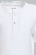 Load image into Gallery viewer, Redtag-White-Slub-Henley-Tshirt-Plain-Infant-Boys-3 to 24 Months