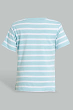 تنزيل الصورة على معرض الصور، Redtag-Grey-Solid-And-Blue-Henley-T-Shirt-(2-Pack)-Striped-T-Shirts-Infant-Boys-3 to 24 Months
