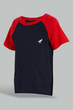 تنزيل الصورة على معرض الصور، Redtag-White-And-Navy-Raglan-T-Shirt-(2-Pack)-Plain-Infant-Boys-3 to 24 Months