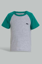 تنزيل الصورة على معرض الصور، Redtag-Grey-And-Ecru-Raglan-T-Shirt-(2-Pack)-Plain-Infant-Boys-3 to 24 Months