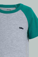 تنزيل الصورة على معرض الصور، Redtag-Grey-And-Ecru-Raglan-T-Shirt-(2-Pack)-Plain-Infant-Boys-3 to 24 Months
