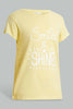 Yellow And White Printed Pyjama Set For Senior Girls (2 Piece)